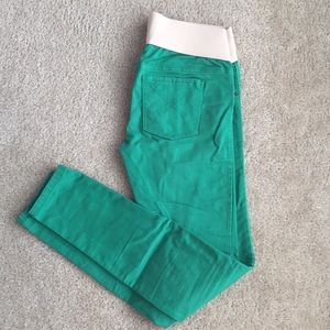 Green skinny maternity pants